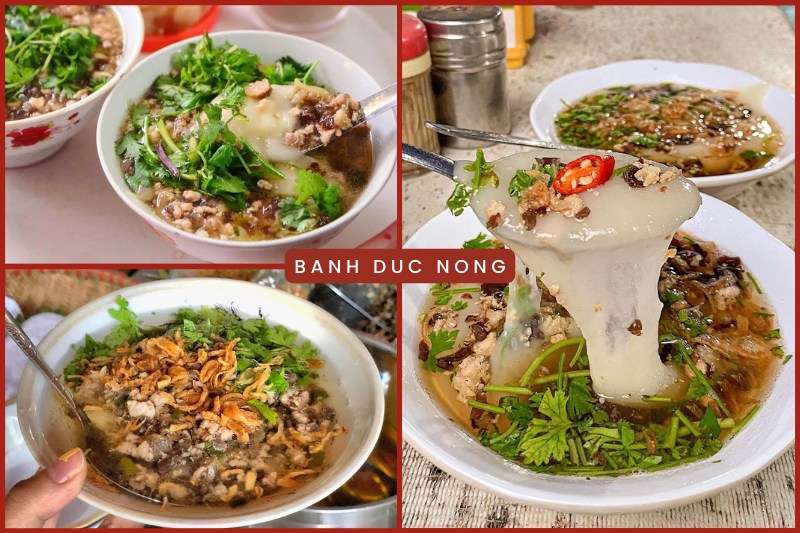 Banh Duc Nong (Hot plain rice flan) in Hanoi, Vietnam